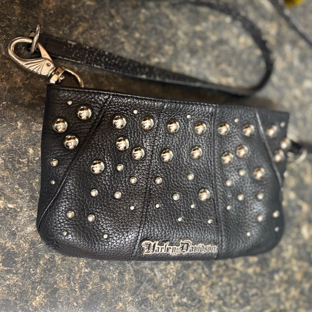 Harley Davidson leather clutch crossbody bag